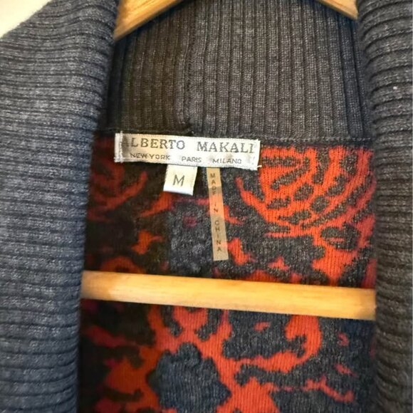 Women’s Alberto Makali Gray and Orange Patterned Long Open Cardigan-Size Medium - Picture 8 of 10